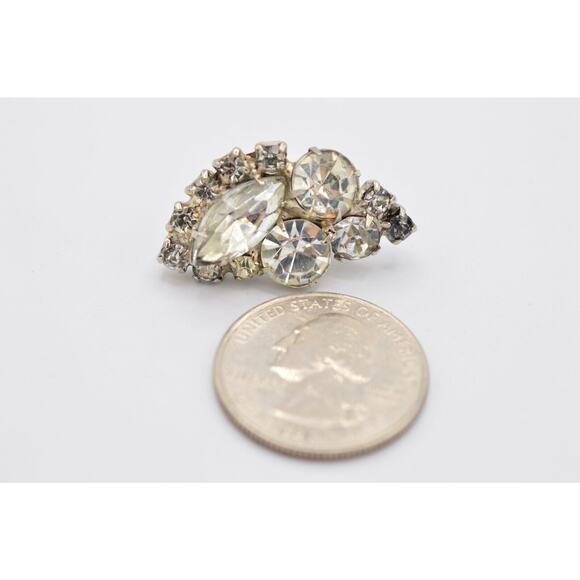 Vintage Clip On Earrings Sparkling Rhinestone Crystal Shiny Statement 1980s BinQ - Picture 10 of 11